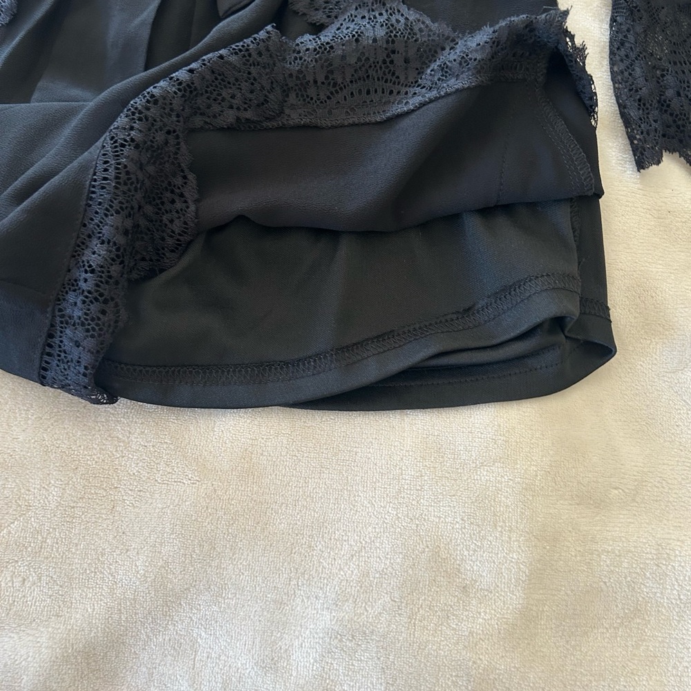 Cotton Candy Black Lace Romper with bell sleeve. Size Small. 007 - Picture 4 of 11